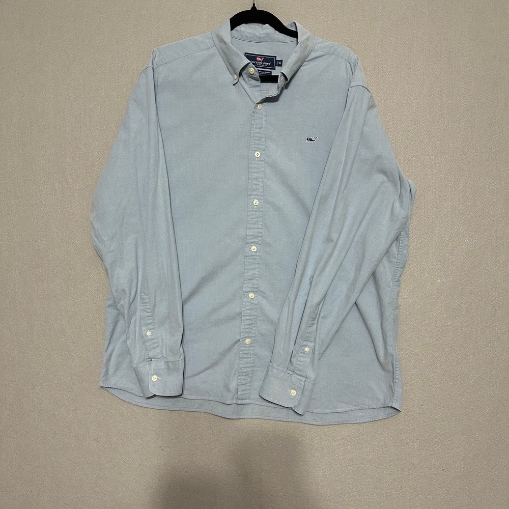 Vineyard Vines‎ Mens XL Classic Fit Whale Shirt Light Blue Button Down Stretch